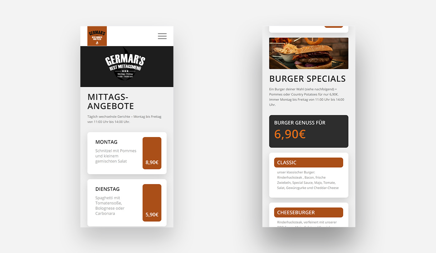 Webdesign Germar's Best Burger and Pizza