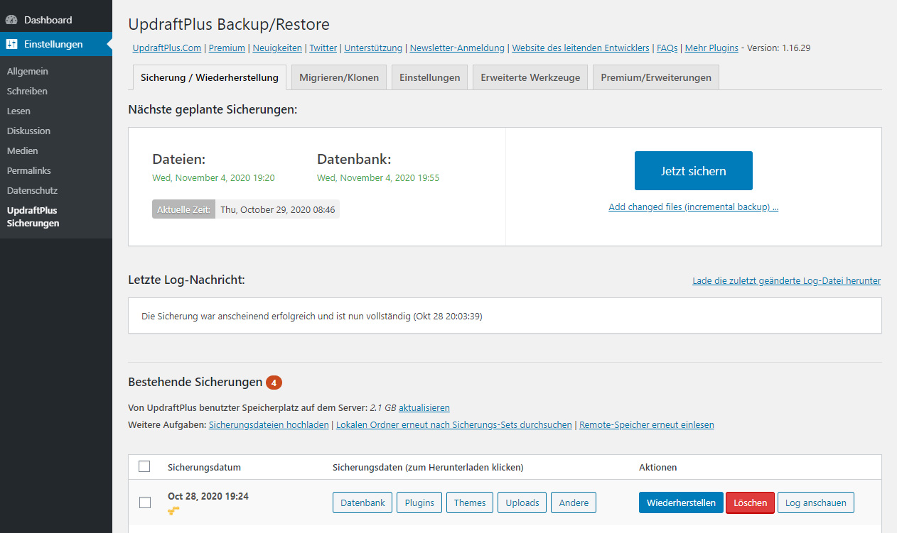 UpdraftPlus Backup Restore WordPress